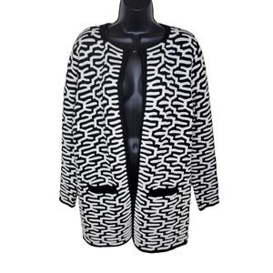 Heirloom Black & White open front cardigan sweater size Large